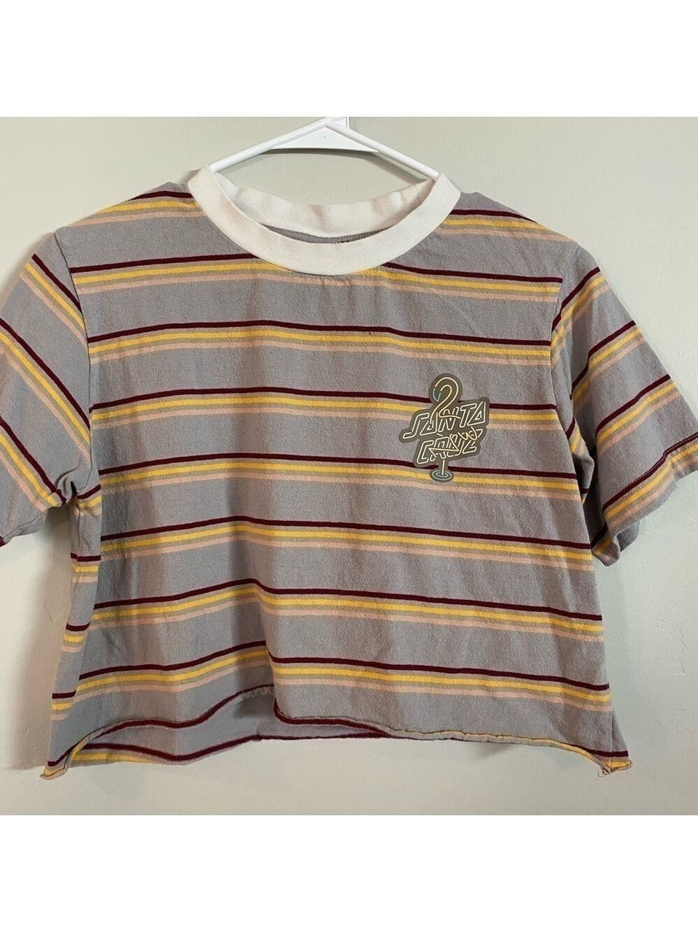 Santa Cruz striped cut off crop crew neck